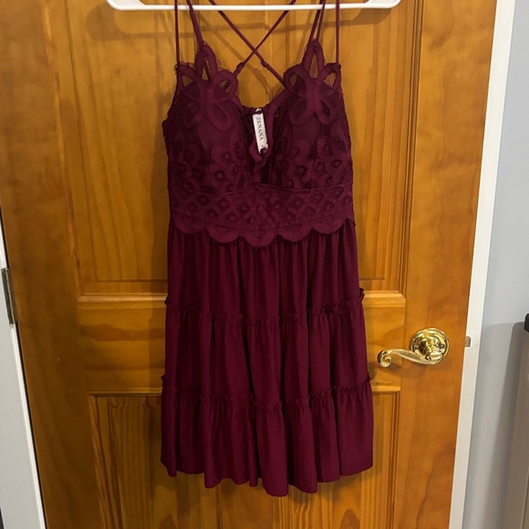 Zenana Outfitters Deep Burgundy Lace Dress - Picture 1 of 5
